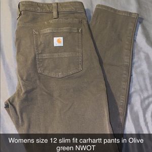 Womens Carhartt work pants olive green NWOT
